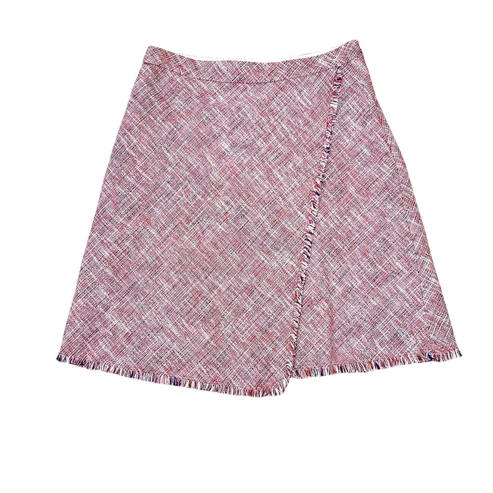 Banana Republic Skirt, Tweed Style with Fringe, Size 2, Pink, Red, White, Blue
